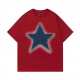 American Retro Denim Patch Star Short Sleeved T-shirt For Men And Women